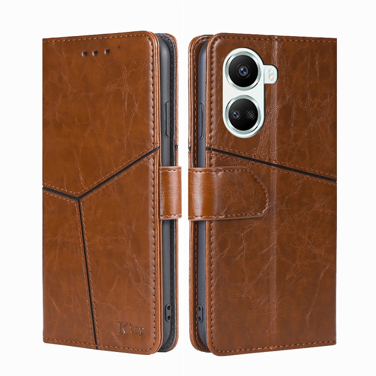 

For Huawei nova 10 SE Geometric Stitching Horizontal Flip Leather Phone Case(Light Brown)