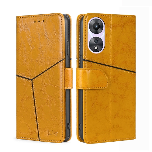 

For OPPO A58 5G Geometric Stitching Horizontal Flip Leather Phone Case(Yellow)