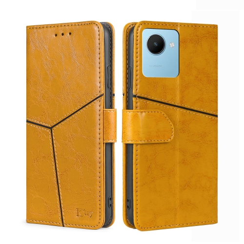 

For Realme C30s Geometric Stitching Horizontal Flip Leather Phone Case(Yellow)
