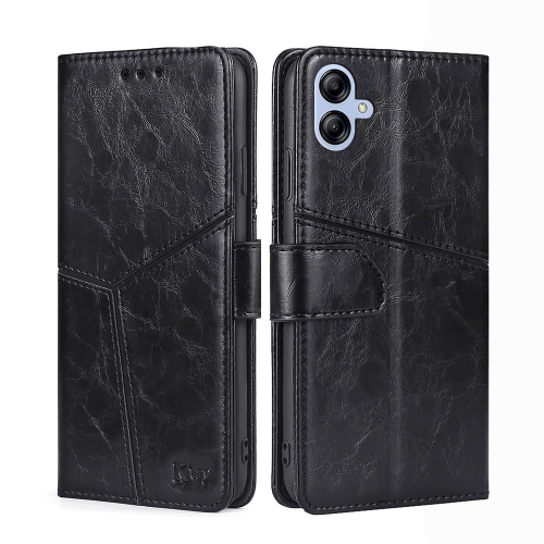 

For Samsung Galaxy A04e 4G Geometric Stitching Horizontal Flip Leather Phone Case(Black)