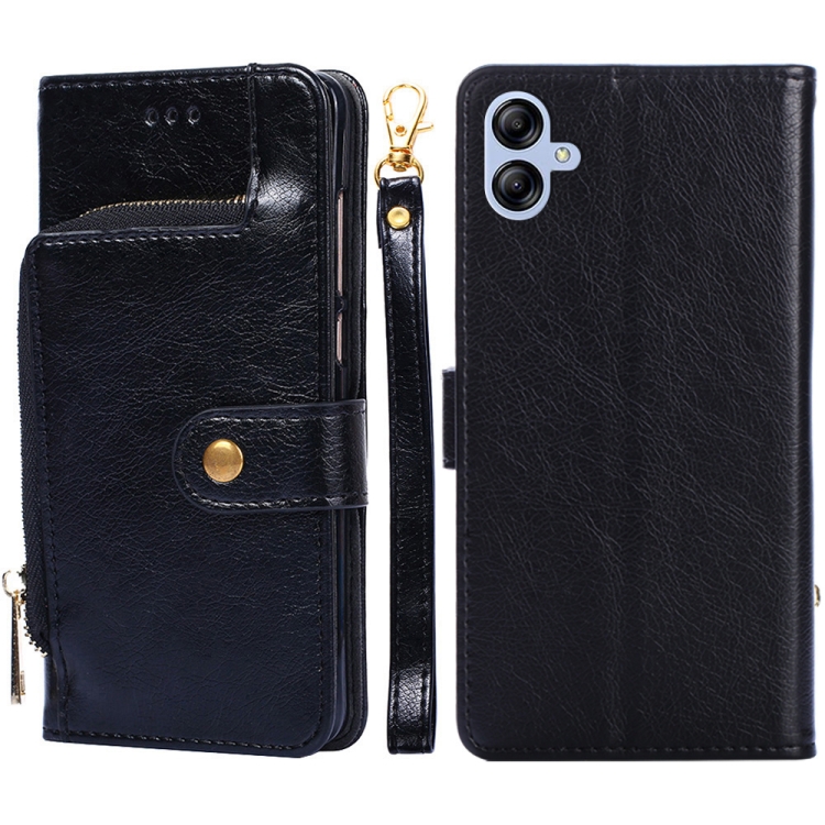 

For Samsung Galaxy A04e 4G Zipper Bag Leather Phone Case(Black)