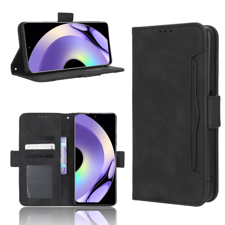 

For Realme 10 4G Skin Feel Calf Texture Card Slots Leather Phone Case(Black)