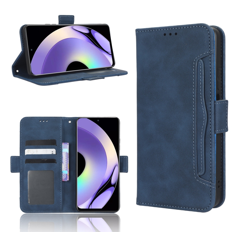 

For Realme 10 Pro Skin Feel Calf Texture Card Slots Leather Phone Case(Blue)