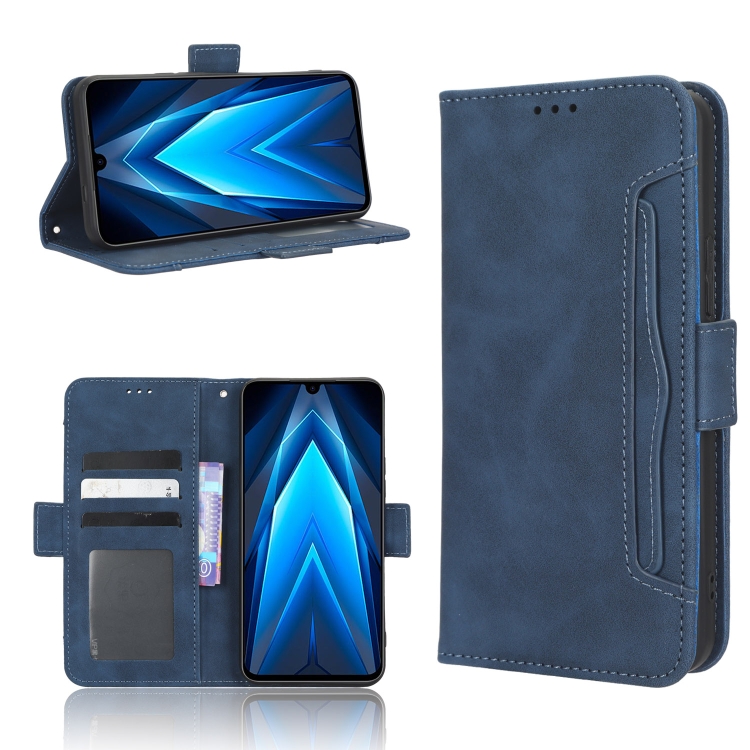 

For Tecno Pova 4 Pro Skin Feel Calf Texture Card Slots Leather Phone Case(Blue)