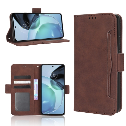 

For Motorola Moto G72 4G Skin Feel Calf Texture Card Slots Leather Phone Case(Brown)