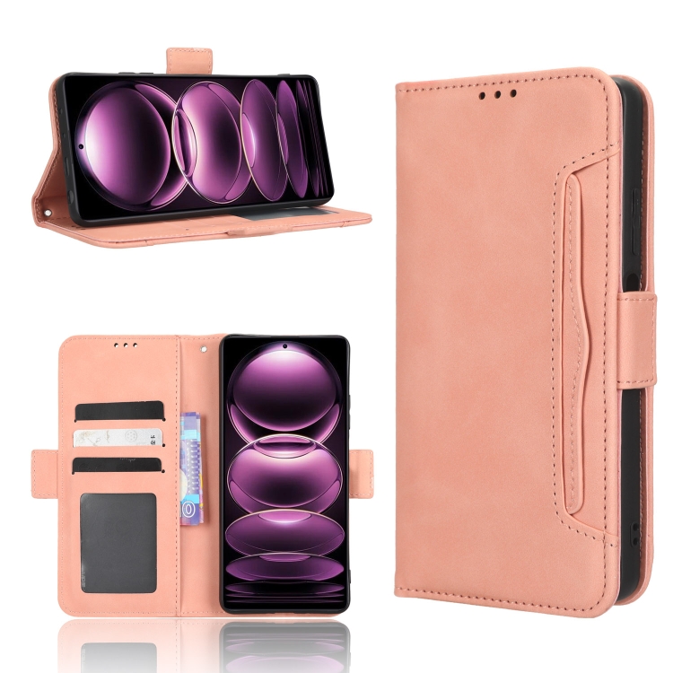 

For Xiaomi Redmi Note 12 Pro 5G Skin Feel Calf Texture Card Slots Leather Phone Case(Pink)