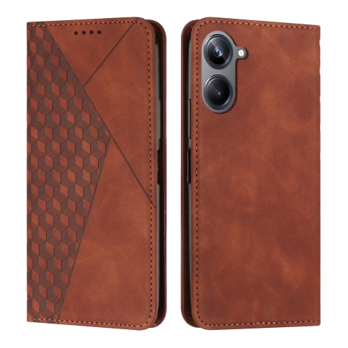 

For Realme 10 Pro Diamond Splicing Skin Feel Magnetic Leather Phone Case(Brown)