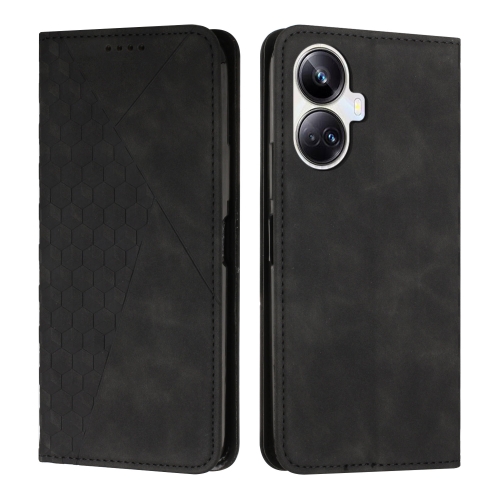 

For Realme 10 Pro+ Diamond Splicing Skin Feel Magnetic Leather Phone Case(Black)