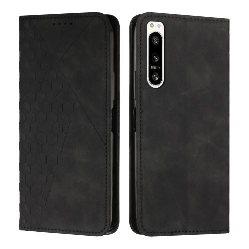 

For Sony Xperia 5 IV Diamond Splicing Skin Feel Magnetic Leather Phone Case(Black)