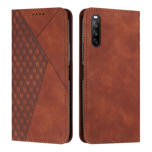 

For Sony Xperia 10 IV Diamond Splicing Skin Feel Magnetic Leather Phone Case(Brown)