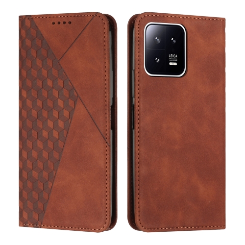 

For Xiaomi 13 Diamond Splicing Skin Feel Magnetic Leather Phone Case(Brown)