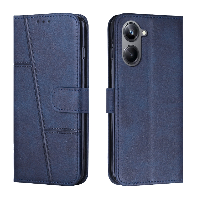 

For Realme 10 4G Stitching Calf Texture Buckle Leather Phone Case(Blue)