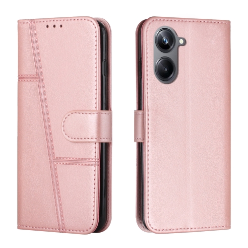 

For Realme 10 Pro Stitching Calf Texture Buckle Leather Phone Case(Rose Gold)