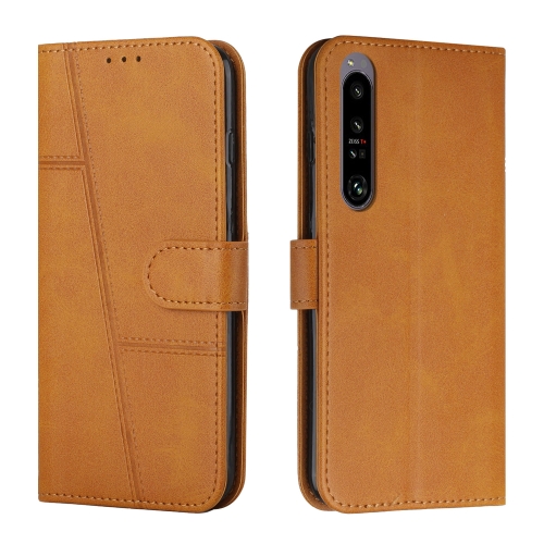 

For Sony Xperia 1 IV Stitching Calf Texture Buckle Leather Phone Case(Yellow)