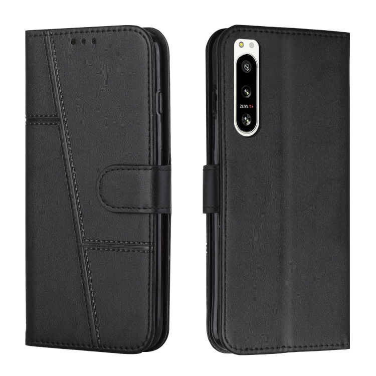 

For Sony Xperia 5 IV Stitching Calf Texture Buckle Leather Phone Case(Black)
