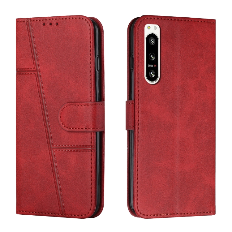 

For Sony Xperia 5 IV Stitching Calf Texture Buckle Leather Phone Case(Red)