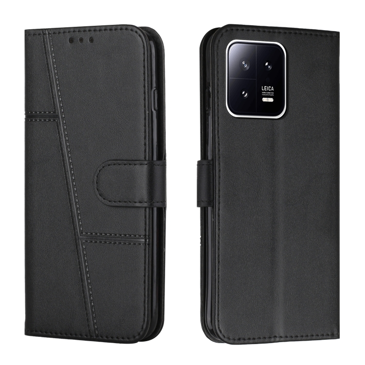 

For Xiaomi 13 Pro Stitching Calf Texture Buckle Leather Phone Case(Black)