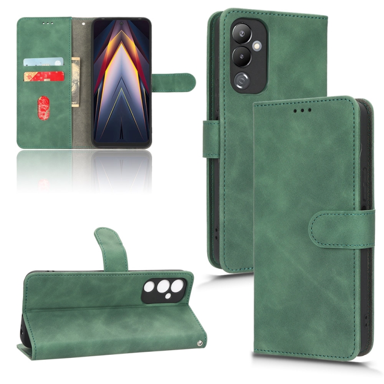 

For Tecno Pova 4 Skin Feel Magnetic Flip Leather Phone Case(Green)