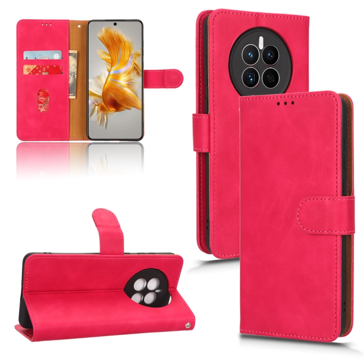 

For Huawei Mate 50 Skin Feel Magnetic Flip Leather Phone Case(Rose Red)
