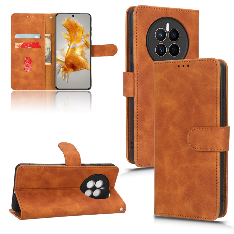 

For Huawei Mate 50 Skin Feel Magnetic Flip Leather Phone Case(Brown)