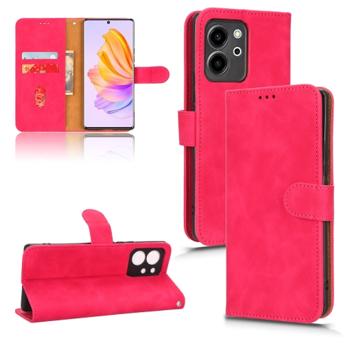 

For Honor 80 SE 5G Skin Feel Magnetic Flip Leather Phone Case(Rose Red)