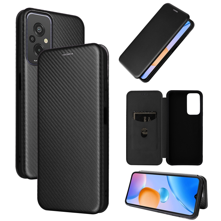 

For Xiaomi Redmi 11 Prime 4G Carbon Fiber Texture Flip Leather Phone Case(Black)