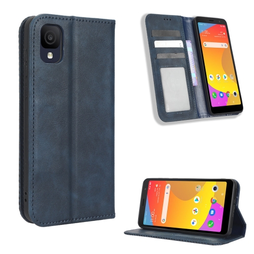 

For TCL ION Z Magnetic Buckle Retro Texture Leather Phone Case(Blue)