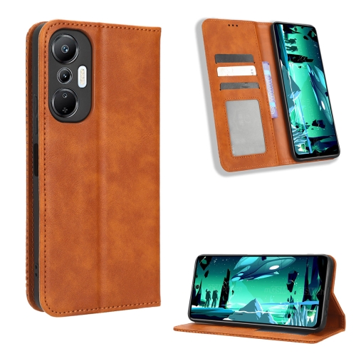 

For Infinix Hot 20S X6827 Magnetic Buckle Retro Texture Leather Phone Case(Brown)