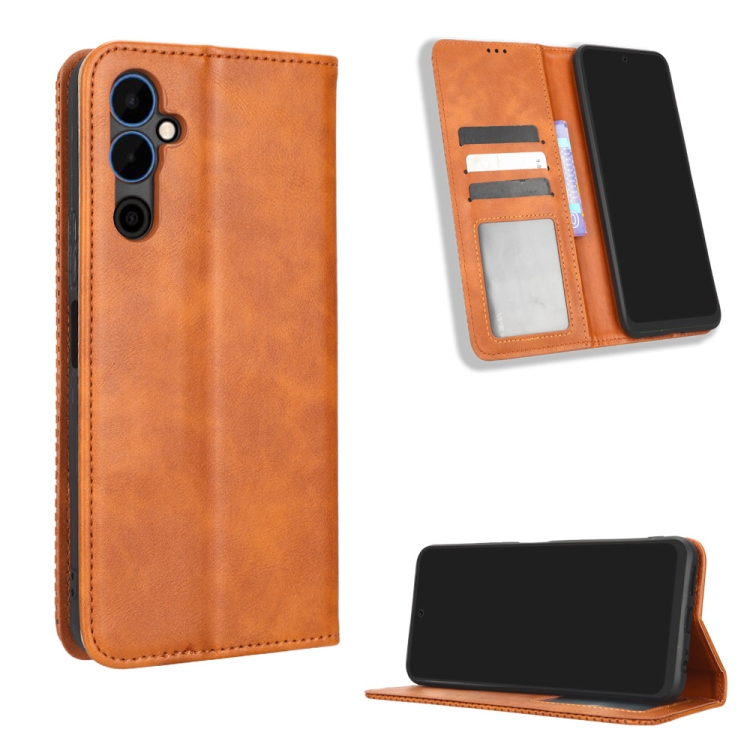 

For Tecno Pova Neo 2 Magnetic Buckle Retro Texture Leather Phone Case(Brown)