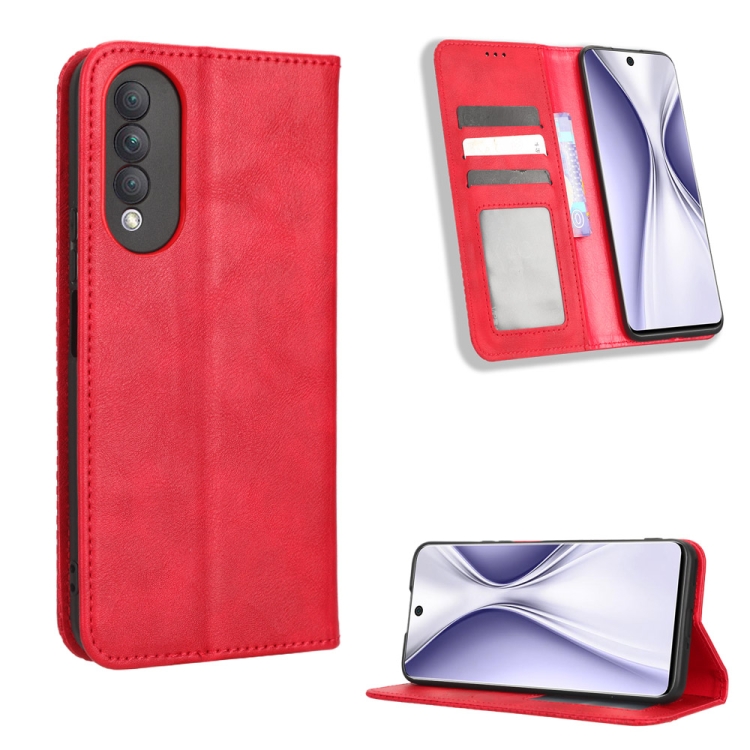 

For Honor X20 SE / Huawei nova 10z Magnetic Buckle Retro Texture Leather Phone Case(Red)
