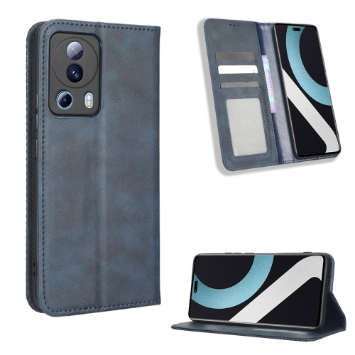 

For Xiaomi Civi 2 5G / 12 Lite NE Magnetic Buckle Retro Texture Leather Phone Case(Blue)