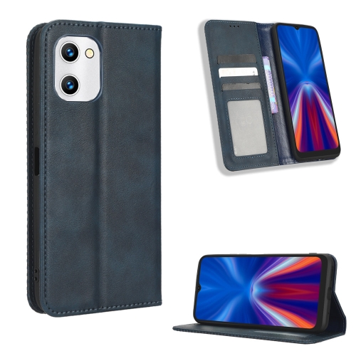 

For Umidigi G1 Magnetic Buckle Retro Texture Leather Phone Case(Blue)