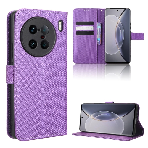 

For vivo X90 Pro+ Diamond Texture Leather Phone Case(Purple)