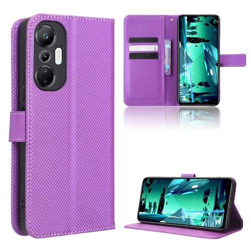 

For Infinix Hot 20S X6827 Diamond Texture Leather Phone Case(Purple)