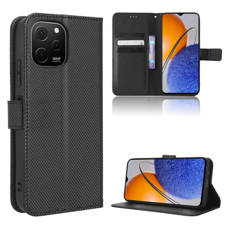 

For Huawei nova Y61 Diamond Texture Leather Phone Case(Black)