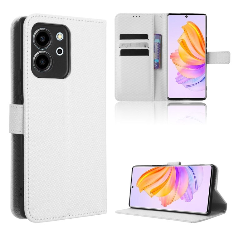 

For Honor 80 SE 5G Diamond Texture Leather Phone Case(White)