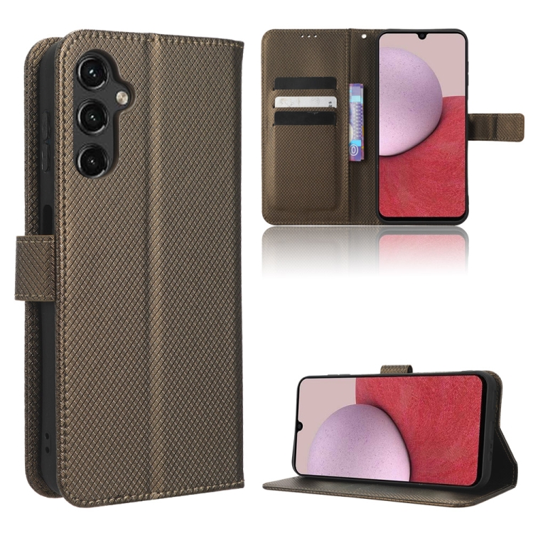 

For Samsung Galaxy A14 5G Diamond Texture Leather Phone Case(Brown)