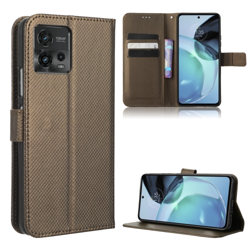 

For Motorola Moto G72 4G Diamond Texture Leather Phone Case(Brown)