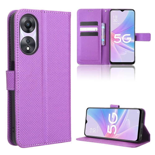 

For OPPO A58 5G Diamond Texture Leather Phone Case(Purple)