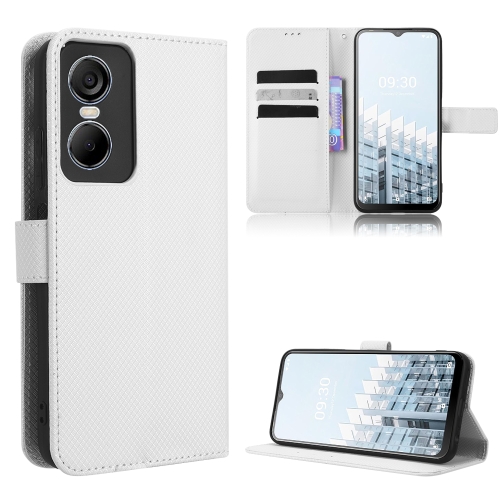 

For Tecno Pop 6 Pro BE8 Diamond Texture Leather Phone Case(White)