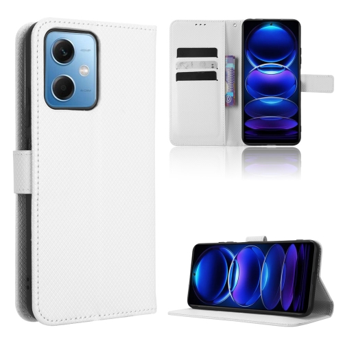 

For Xiaomi Redmi Note 12 5G Diamond Texture Leather Phone Case(White)
