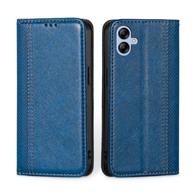 

For Samsung Galaxy A04e 4G Grid Texture Magnetic Flip Leather Phone Case(Blue)