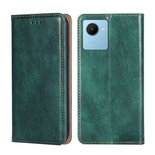 

For Realme C30s Gloss Oil Solid Color Magnetic Leather Phone Case(Green)