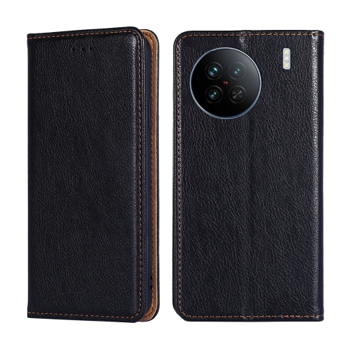 

For vivo X90 Gloss Oil Solid Color Magnetic Leather Phone Case(Black)