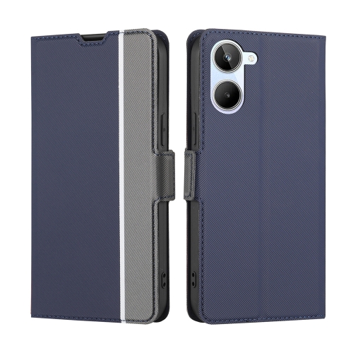 

For Realme 10 4G Twill Texture Side Buckle Leather Phone Case(Blue)