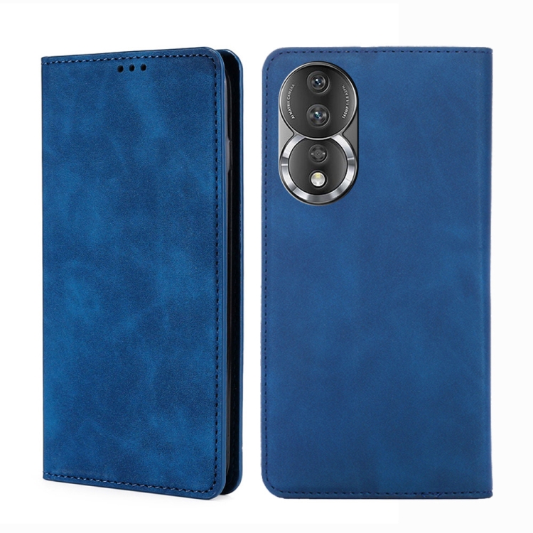 

For Honor 80 Skin Feel Magnetic Horizontal Flip Leather Phone Case(Blue)