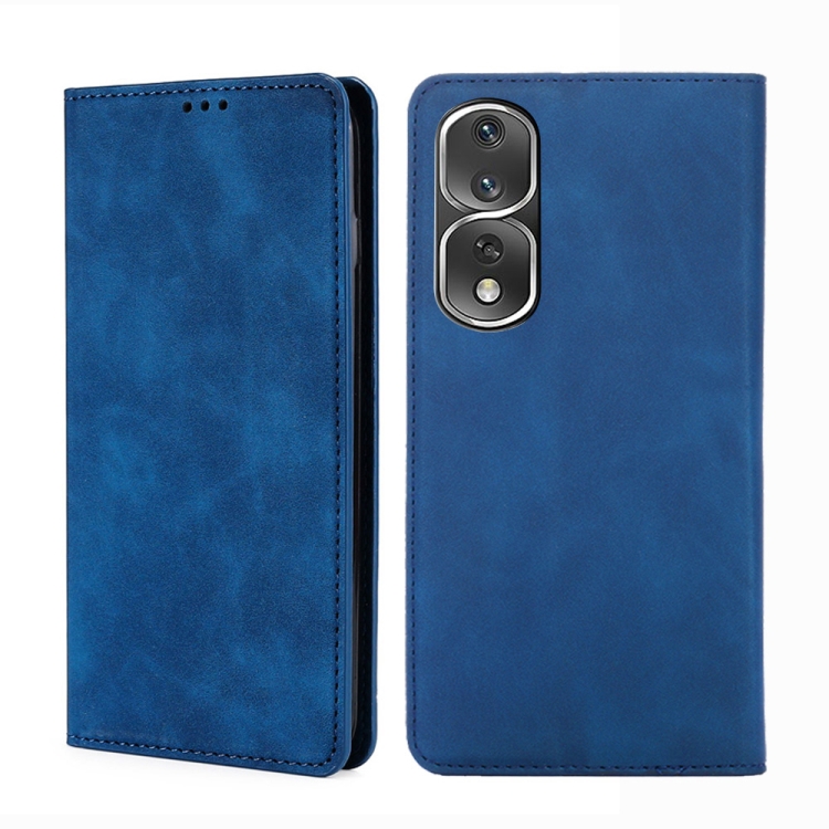 

For Honor 80 Pro Skin Feel Magnetic Horizontal Flip Leather Phone Case(Blue)