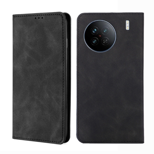 

For vivo X90 Skin Feel Magnetic Horizontal Flip Leather Phone Case(Black)