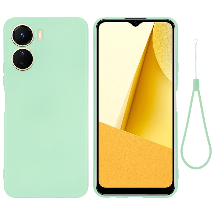 

For vivo Y16 Pure Color Liquid Silicone Shockproof Full Coverage Phone Case(Green)