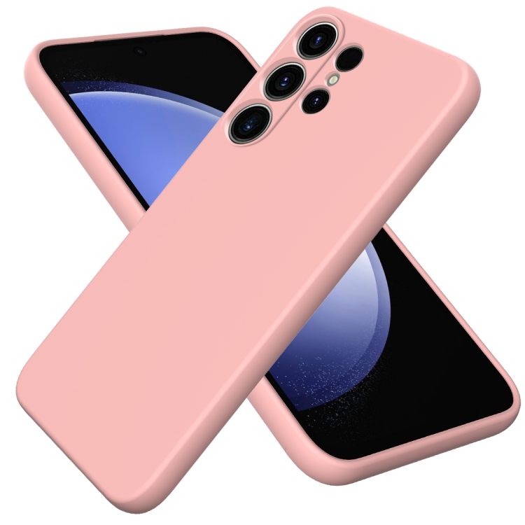 

For Samsung Galaxy S23 Ultra 5G Pure Color Liquid Silicone Shockproof Full Coverage Phone Case (Pink)